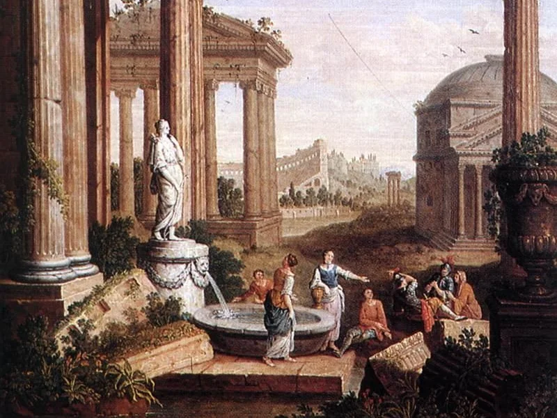 1724-Luis Paul de Cock - Paesaggio con rovine romane
